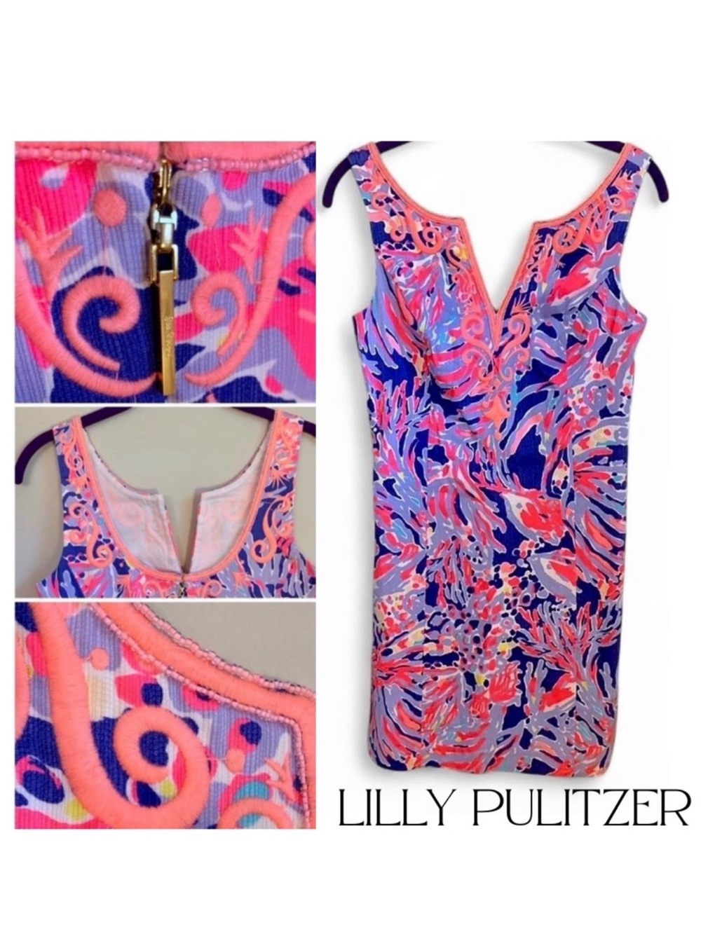RARE Lilly Pulitzer Lyssa Shift Shrimply Sleeveless Dress Pink Purple Blue Sz 6